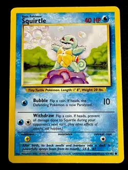 Squirtle Base Set LP 1999-2000 UK 4th Print 63/102 Common Pokemon Card - Image 1