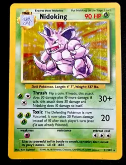 Nidoking 11/102 MP WotC Base Set Unlimited Holo Rare Vintage Pokemon Card - Image 1