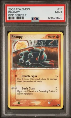 PSA 9 Phanpy #015/017 POP Series 2 Vintage Graded Pokemon Card - Image 1
