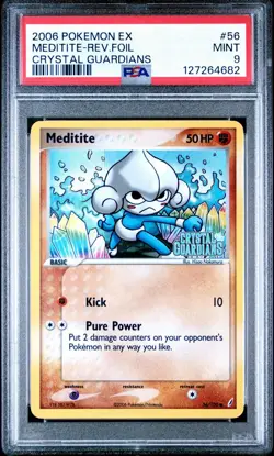 PSA 9 Meditite #56/100 Reverse Holo EX Crystal Guardians 2006 Pokemon TCG Card - Image 1