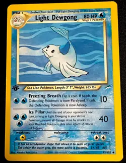 Light Dewgong Neo Destiny 1st Edition 2002 Pokemon Card Light Play LP 45/105 - Image 1