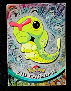 Topps Pokemon Card TV Series 1 Chrome Foil Blue Logo 1st Edition #10 Caterpie MP - Image 1