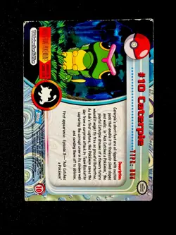 Topps Pokemon Card TV Series 1 Chrome Foil Blue Logo 1st Edition #10 Caterpie MP - Image 2