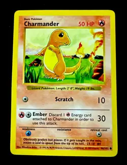 Charmander #46/102 LP Shadowless Base Set Card Light Play Pokemon TCG - Image 1