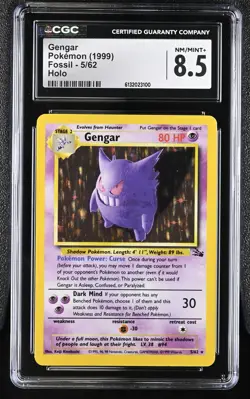 CGC 8.5 NM/MINT+ Gengar 5/62 Fossil Holo Pokemon Card - Image 1