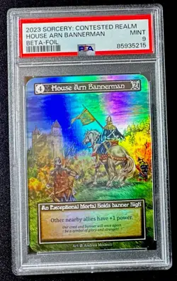 PSA 9 House Arn Bannerman Beta Foil Sorcery Contested Realm NM Graded Card - Image 1