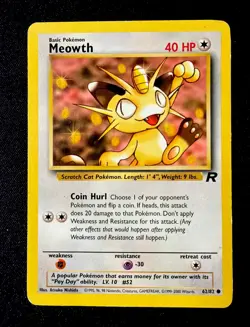 Meowth - 62/82 - Pokemon Team Rocket Unlimited Card WOTC MP - Image 1