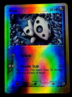 Aron 25/109 NM Ruby and Sapphire Reverse Holo Vintage Pokemon Card - Image 1