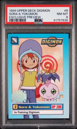 PSA 8 Sora & Yokomon Exclusive Preview Edition Digimon Series 1 Trading Card #6 - Image 1