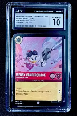 CGC 10 Webby Vanderquack Enthusiastic Duck Disney Lorcana EN 3 Foil Graded Card - Image 1
