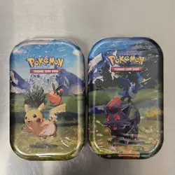 Pokemon Trading Card Game Tin Featuring Pikachu, Tepig, and Zorua - Image 1