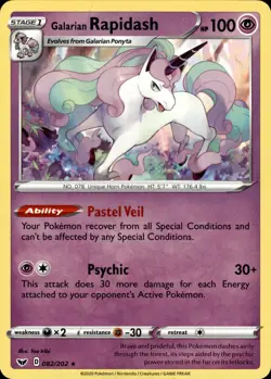 Pokemon TCG Card Galarian Rapidash SWSH01: Sword & Shield Base Set 082/202 - Image 1