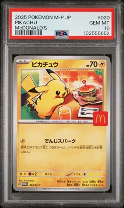 2025 POKEMON JAPANESE M-P PROMO MCDONALD'S #020 PIKACHU PSA 10 - Image 1