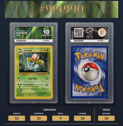 Pokemon TCG WOTC 1999 Base Set Ivysaur - Graded Ace 10 Gem Mint - Image 1