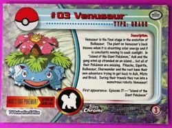 2000 Topps Chrome Pokemon: Venusaur #03 - NM - Image 2