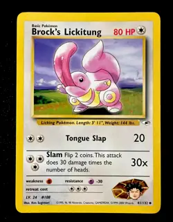 Pokemon TCG Brock's Lickitung Gym Heroes 41/132 Unlimited Uncommon Card - Image 1