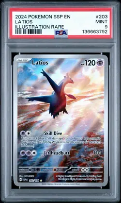 2024 POKEMON SSP EN-SURGING SPARKS ILLUSTRATION RARE #203 LATIOS PSA 9 - Image 1