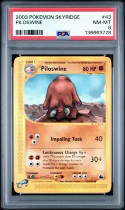 2003 POKEMON SKYRIDGE #43 PILOSWINE PSA 8 - Image 1
