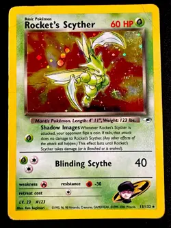 Rocket’s Scyther 13/132 HP Pokemon TCG Holo Gym Heroes Unlimited - Image 1