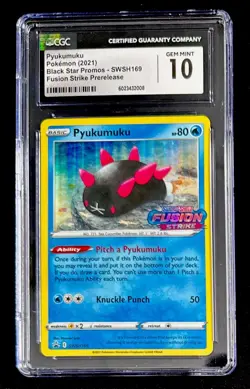 CGC 10 Pyukumuku SWSH169 Fusion Strike Stamped Holo Foil Rare Pokemon Gem Mint - Image 1