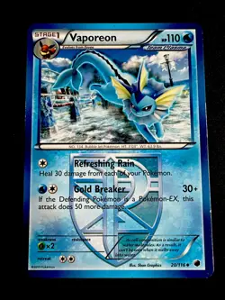 Vaporeon Team Plasma 20/116 MP Pokemon Plasma Freeze Uncommon Moderate Play - Image 1