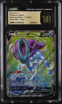 SUICUNE V Evolving Skies Holo Rare #173 CGC Pristine 10 Pokemon [Nostalgium] - Image 1