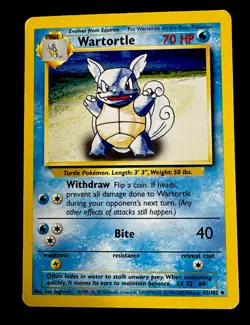 Wartortle 42/102 MP 4th Print Base Set 1999-2000 Pokemon Card WOTC - Image 1