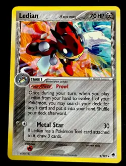Ledian (Delta Species) 18/101 LP Rare English Pokemon EX Dragon Frontiers - Image 1