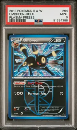 PSA 9 Umbreon #64 Plasma Freeze Holo Rare Pokemon Graded Vintage Card - Image 1