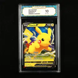 TQG 10 GEM MINT 2021 Pokemon ENG Pikachu V D SWSH061 Promo - Image 1