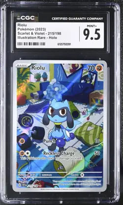 2023 Pokemon Scarlet & Violet Illustration Rare #215 Riolu CGC 9.5 MINT+ - Image 1