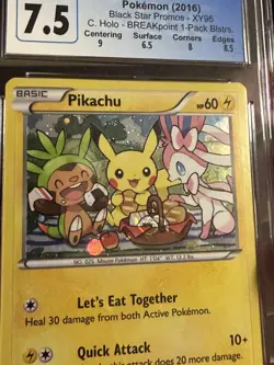2016 POKEMON XY BLACK STARPROMO BREAKPOINT BLISTERS #XY95 PIKACHU-HOLO NMCGC7.5 - Image 1