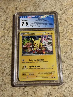 2016 POKEMON XY BLACK STARPROMO BREAKPOINT BLISTERS #XY95 PIKACHU-HOLO NMCGC7.5 - Image 3