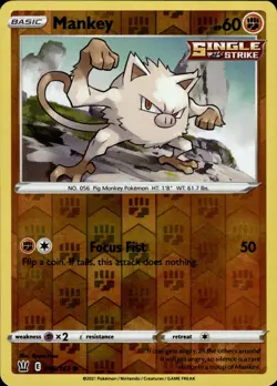 Mankey 066/163 Common Battle Styles Pokemon Reverse Holo Near Mint - Image 1