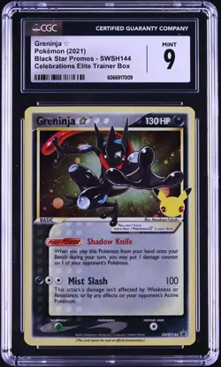 Pokemon Greninja Gold Star SWSH144 Celebrations Elite Trainer Box ETB CGC 9 - Image 1