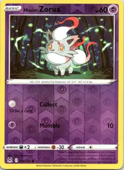 HISUIAN ZORUA 075/196 LOST ORIGIN POKEMON REVERSE HOLO NM/M - Image 1