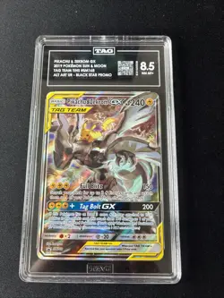 TAG 8.5 PIKACHU & ZEKROM GX 2019 POKEMON SM BLACK STAR PROMO #SM168 PSA FULL ART - Image 4