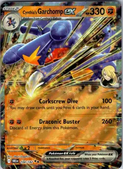 Cynthia's Garchomp ex 104/182 Double Rare Destined Rivals Pokemon Near Mint - Image 1