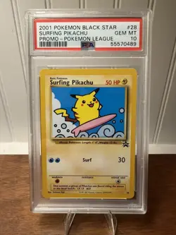 PSA 10 Pokemon 2001 Black Star Promo Surfing Pikachu #28 - Image 1