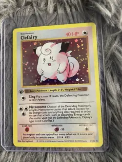 Rare Clefairy Pokemon Card Shiny Holo 1 Edition Base Set 35|150 TCG Collection - Image 1