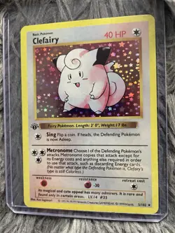 Rare Clefairy Pokemon Card Shiny Holo 1 Edition Base Set 35|150 TCG Collection - Image 2