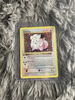 Rare Clefairy Pokemon Card Shiny Holo 1 Edition Base Set 35|150 TCG Collection - Image 4