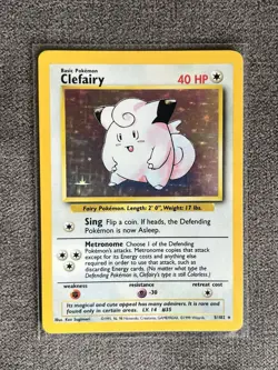 Pokemon TCG Clefairy Holo Rare Card Base Set, 5/102, Unlimited - Image 1