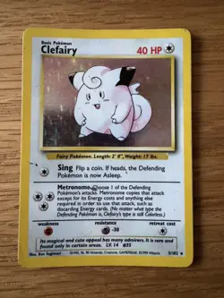 1999 Pokemon TCG Clefairy Holo Rare Card Base Set, 5/102 / Moderately played - Image 1