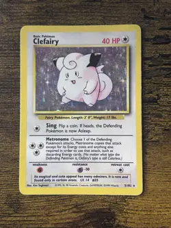 Pokemon TCG Clefairy Holo Rare Card Base Set, 5/102, Unlimited - Image 1