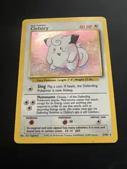 Pokemon TCG Clefairy Base Set Holo Unlimited Rare Card 5/102 - Image 1