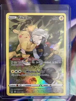 Pikachu & Akari TG05/TG30 Lost Origin Trainer Gallery NM Ultra Rare Pokemon Card - Image 1