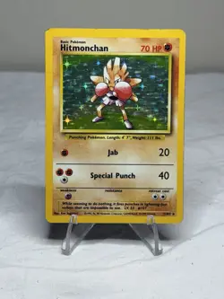 Pokemon TCG Hitmonchan Holo Rare Card Base Set 7/102 - Image 1