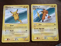 Pikachu 15/16 & Raichu 3/ 17 Pop Series 9 Non Holo Pokemon Card Near Mint - Image 1