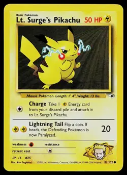 Pokemon Card Gym Heroes Lt. Surge's Pikachu 81/132 Common - Image 1